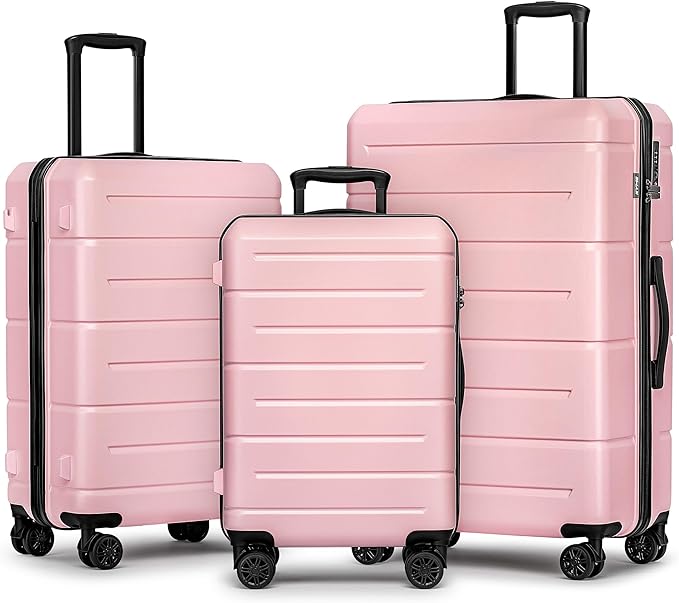KYME Pink Luggage Sets 3 Piece Hardshell Suitcases by KYME