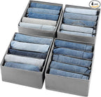 Jeans Drawer Organizers for Clothing, 5 Compartment Wardrobe Storage Box by Coorganisers