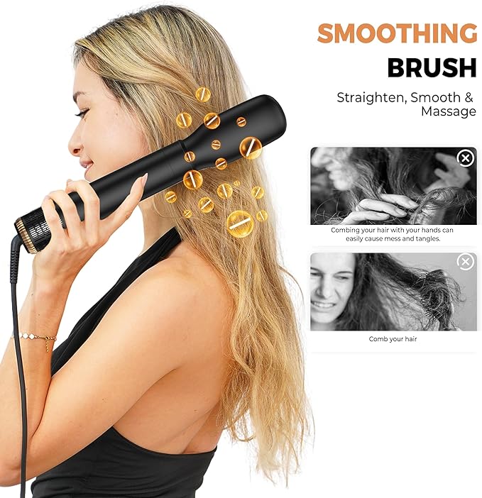 5 in 1 Hair Dryer Brush Set,Professional Negative Ionic Hot Air Styler, Air Curling Wrap Styler,Detachable Blow Dryer Brush With Auto Wrap Curlers,Hair Styling Tools For Straight/Curl/Drying/Smoothing