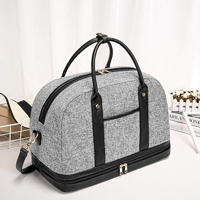 Weekender Bag for Women Canvas Overnight Bag Large Travel Tote Bag Carry on - Image 8