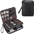LANNSYNE Full Grain Leather Travel Cable Accessories Bag, Electronic Organizer by LANNSYNE