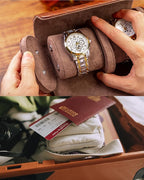 MR.OKAY 2 Watch Travel Case- Classic Leather Watch Case - Image 6
