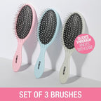 Conair Detangling Hair Brush Set 3 Pack, Use Wet and Dry, Ideal for All Hair Types, Detangling Brushes for women and girls, gifts for her, Glitter Silver, Blue, Pink