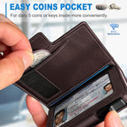 Men Wallet, with Money Clip Coins Pocket ID Window, Slim Front Pocket RFID - Image 4