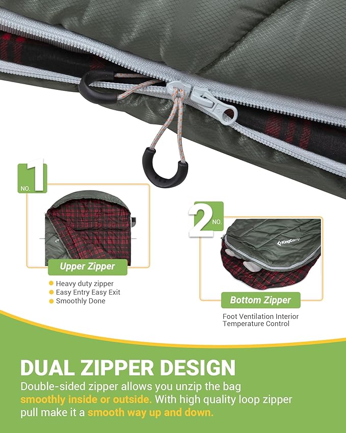 KingCamp Sleeping Bag for Adults, Cold Weather & Warm Extra Wide Big & Tall XL - Image 4