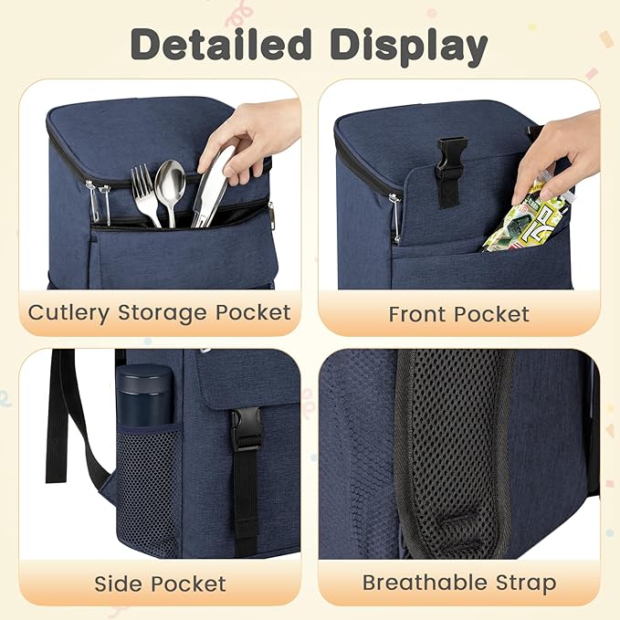 Cooler Backpack Soft Insulated Leak Proof 30 Cans Insulated Backpack Cooler - Image 4
