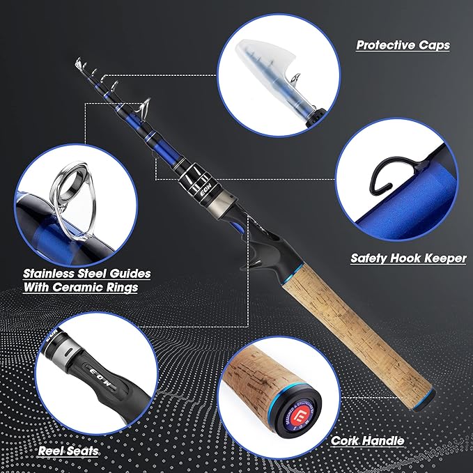 EOW XPEDITE PRO Portable Telescopic Casting and Spinning Fishing Rods, 24T - Image 2