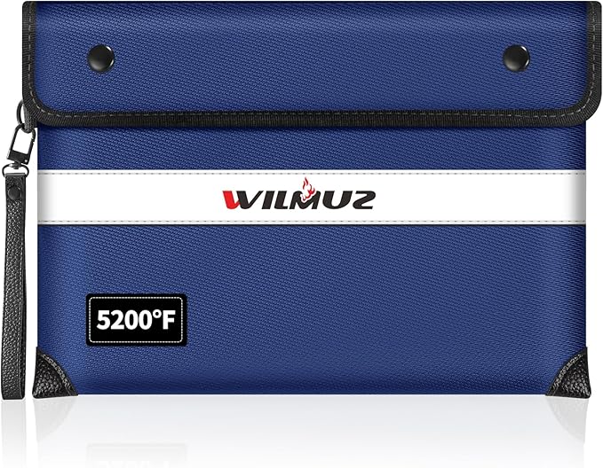 Fireproof Money Bag for Cash 11"x7.7", Upgraded 5200℉ Insulated Water Fire by Wilmuz