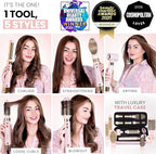 ELLA BELLA® 6 in 1 Professional Hot Air Styler • Powerful Hair Dryer & Straightener Set • Styling Without Heat Damage • Fast Drying Curling Volumizing Straightening • Protective Travel Case (Pink)