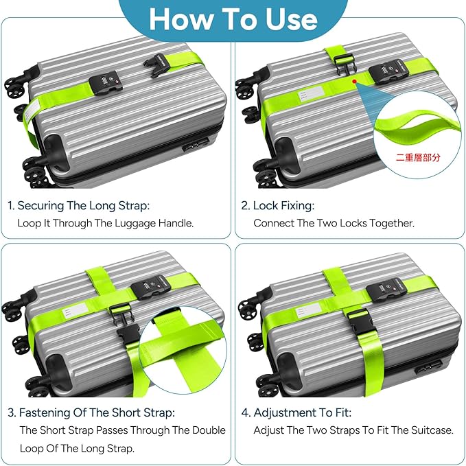 Luggage Straps with TSA Lock, Travel Belt - Image 4