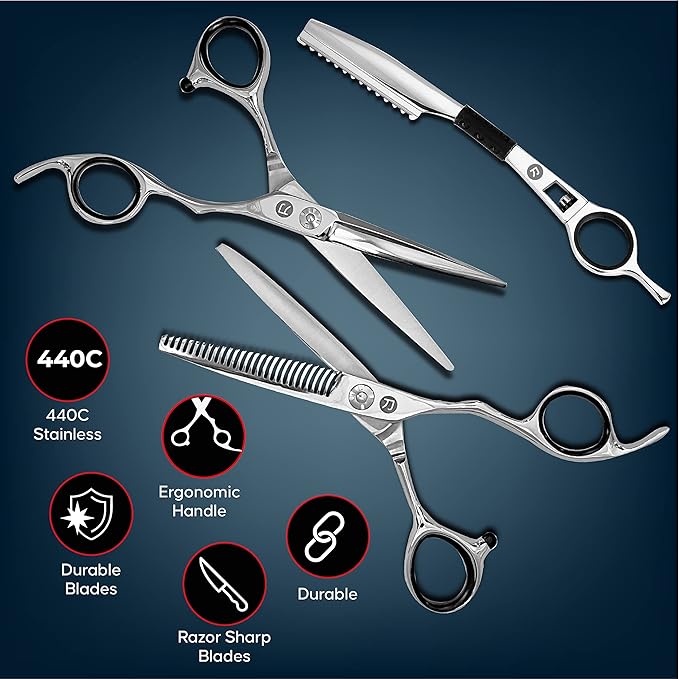 Saki Ha Professional Hair Shears Set 6.0 Inch - Includes Hair Scissors, Thinning Shears and Razor - Handmade from Japanese Steel