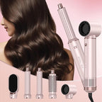 5 in 1 Hair Styler & Hot Air Brush - Air Curling Wrap with Low-Speed Negative Ion Technology, Hair Dryer Brush for Drying, Curling, Straightening & Styling, Hair Styling Tools at Home (Pink)