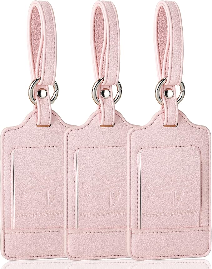 Teskyer Luggage Tags, 3 Pack Premium PU Leather Luggage Tags by TESKYER