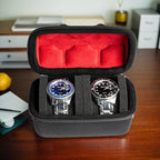 Hard Compact Watch Roll travel case, 2 Slots Portable holder and Organizer - Image 2
