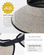 FURTALK Sun Hats for Women Wide Brim Beach Hat Straw Visor Ponytail Summer UV - Image 4
