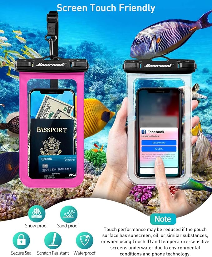 Hiearcool Universal Waterproof Phone Pouch, IPX8 Cell Phone Waterproof Case Up - Image 6
