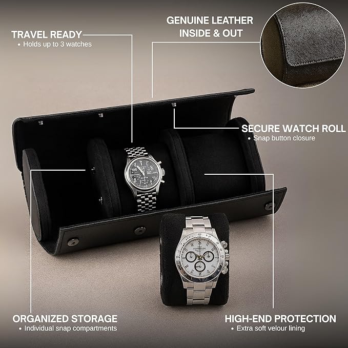 Bey-Berk Milani Leather Watch Roll - Image 3