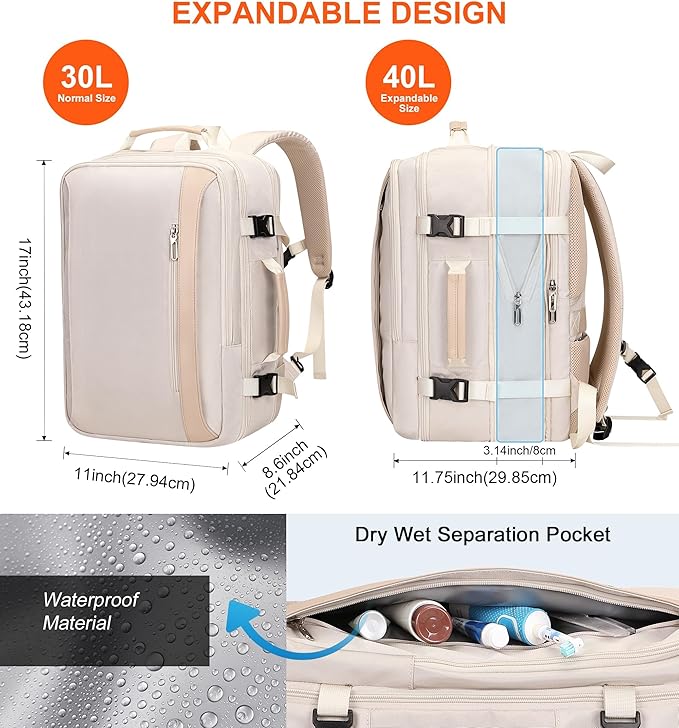 PIJUSHI Travel Backpack for Women Expandable Carry on Luggage Backpack Airline - Image 4