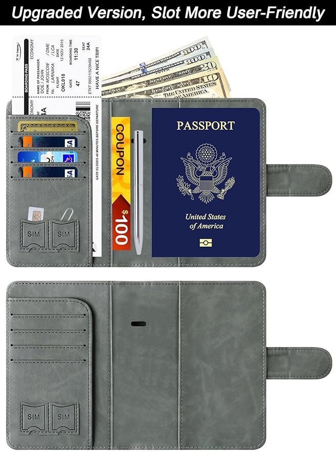 Passport Holder Cover Wallet Travel Essentials Leather Rfid Blocking Case - Image 2