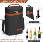 2 Bottle Wine Bag Wine Cooler Carrier Wine Gift Tote Bag, Leakproof & Insulated - Image 2