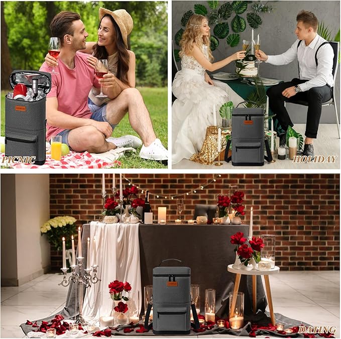 2 Bottle Wine Bag Carrier Tote, Portable Wine Cooler Bag - Image 5
