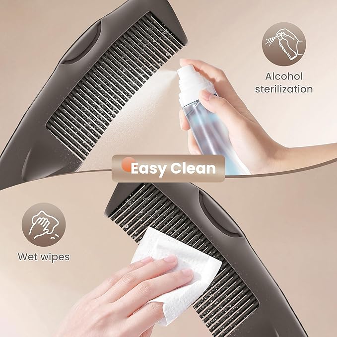 2PC Dandruff Comb Fine Tooth Scalp Detox Comb Lice Stainless Steel Scalp Detoxing Hair Brush Tool Hair Care for Women, Men & Kids (Brown)