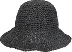 Womens Wide Brim Straw Sun Hat Foldable Floppy Crochet Beach Hat by Voilipex