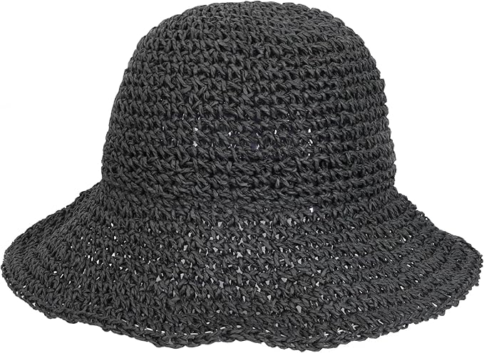 Womens Wide Brim Straw Sun Hat Foldable Floppy Crochet Beach Hat by Voilipex