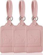Teskyer Luggage Tags, 3 Pack Premium PU Leather Luggage Tags by TESKYER