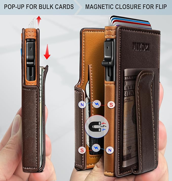 Men Wallet, with Money Clip Coins Pocket ID Window, Slim Front Pocket RFID - Image 3