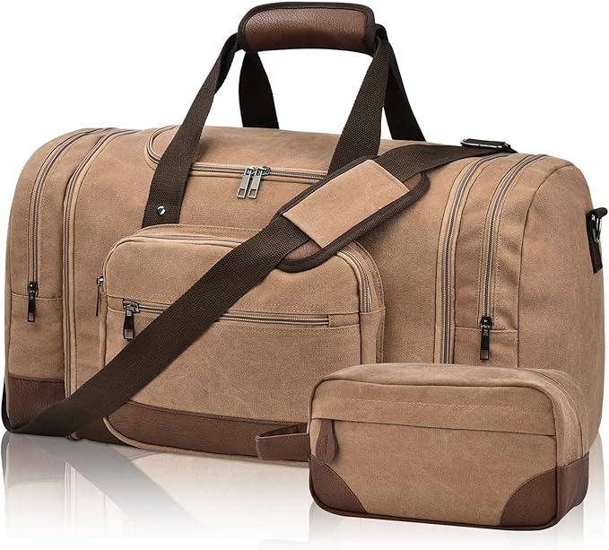 Litvyak Duffle Bag for Travel, 50L Canvas Travel Duffel Bags Overnight Weekend by Litvyak