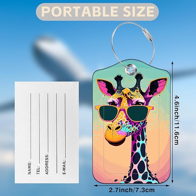 2 Pcs Giraffe in Sunglasses Luggage Tags - Image 2