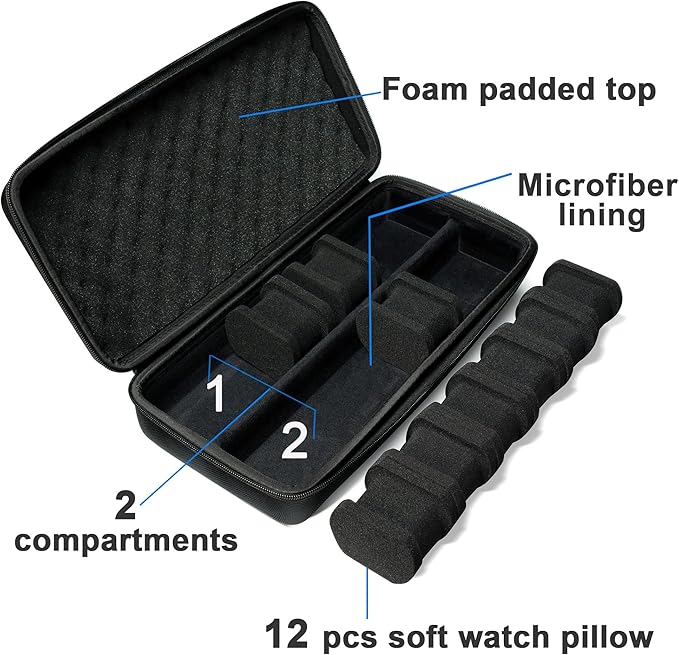 12 slots Watch Case, hard watch travel case, storage box, padded case - Image 4