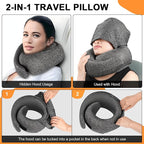 Travel Pillow - Hooded Neck Pillow Airplane Memory Foam Filling - Image 2