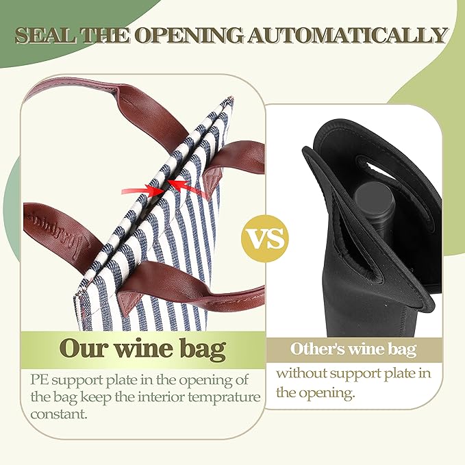 Tirrinia Single Wine Gift Tote Bag, Insulated Padded Thermal Wine Bottle - Image 2