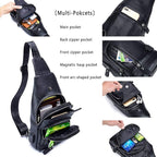 BULLCAPTAIN Leather Sling Bag Mens Chest Bag Casual Shoulder Crossbody Bags - Image 3
