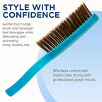 Giorgio GION2B Neon Blue 6.25 inch Gentle Touch Detangler Hair Brush for Men Women and Kids. Soft Bristles for Sensitive Scalp. Wet & Dry for all Hair Types. Scalp Massager Brush Stimulate Hair Growth