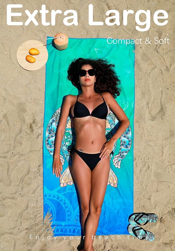 2 Pack Microfiber Lightweight Beach Towel Sand Free Quick Dry Absorbent Thin - Image 3