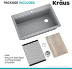 KRAUS Bellucci Workstation 33 in. Drop In Single Bowl Granite Kitchen Sink in - Image 15
