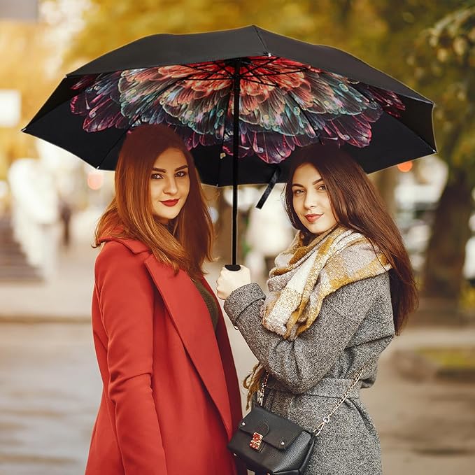 LLanxiry Compact Travel Umbrella, Mini Windproof Umbrellas - Image 5