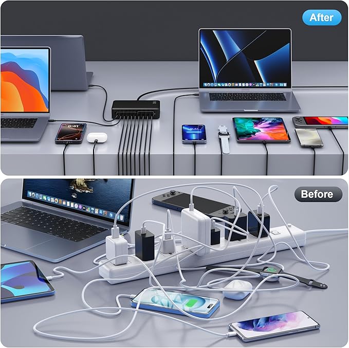730W USB C Charger Block, 10-Ports GaN V Fast Charging Station Hub, QC4.0+3 PD - Image 6