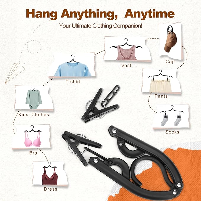 HOUSE DAY Foldable Travel Hangers 20 Pack w/10 Clips, Cruise Essentials 2025 - Image 6
