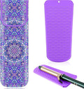Shappy 2 Pcs Heat Resistant Hair Tools Bag Curling Iron Travel Case Cover Neoprene Flat Iron Holder Travel Case and Silicone Mat Pouch for Hot Hair Tools Storage Organizer(Mandragora)