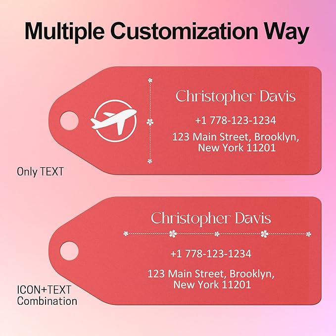 4 PCS Personalized Metal Luggage Tag – Personalized Engraved Suitcase Tag - Image 5