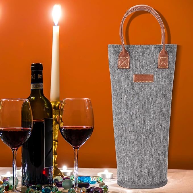 Single Bottle Insulated Wine Tote, 1 Bottle Wine Carrier Bag Padded Wine Cooler - Image 5