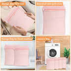 4-Piece Pink Medium Durable Organic Cotton Mesh Laundry Bags - Image 6