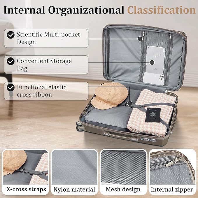 Luggage Set 4 Piece with Spinner Wheel, TSA Approved Expandable Hardshell - Image 5