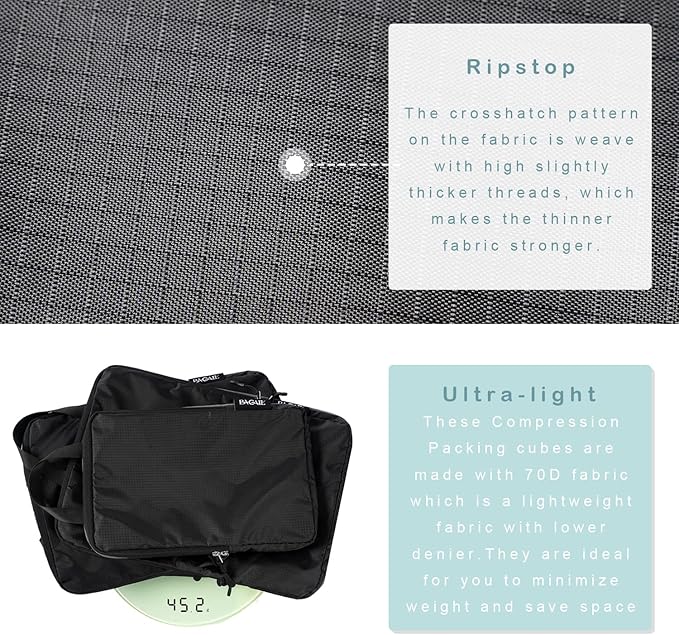 BAGAIL 6 Set Ultralight Compression Packing Cubes Packing Organizer - Image 4