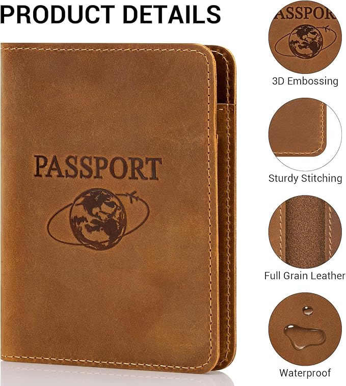 BIAOTIE Premium Leather Passport Holder Covers, Rfid Travel Wallet Passport - Image 4