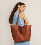 KALIDI Large Tote Bag Vegan Leather Casual Zipper Work Bag Weekender Hobo - Image 8